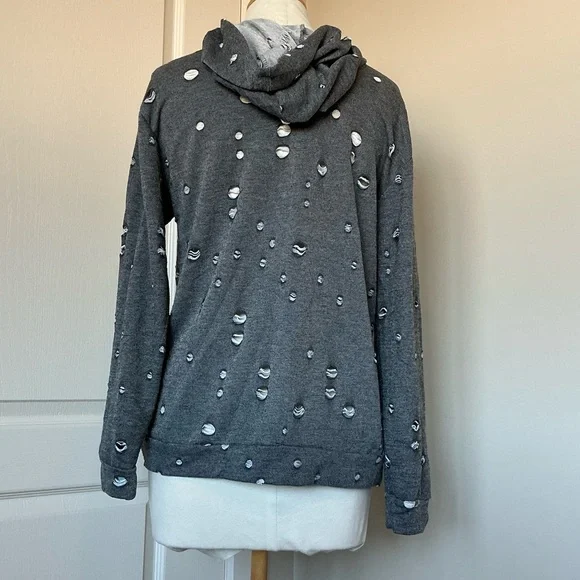 GAZE -Ripped Distressed Hoodie - Picture 4 of 9